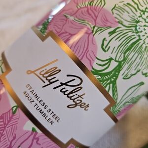 Lilly Pulitzer Floral Travel Mug with Green Handle